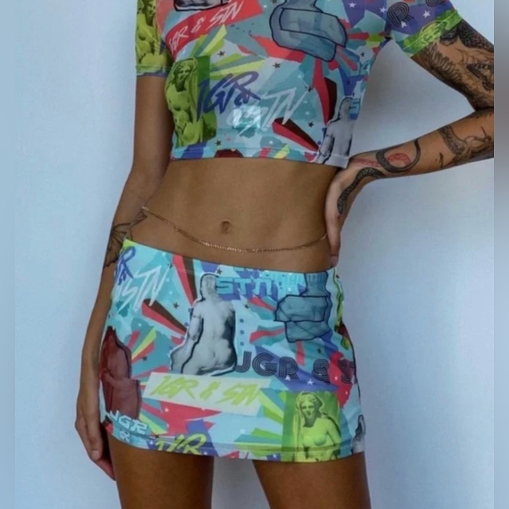 NWT Jgr & Stn Miami Print Mini Skirt